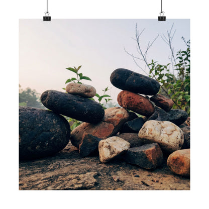 River Stones Spring Wall Art Print | Kintsugi Resilient Design