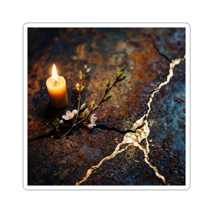 Rust Patina Gold Repair Sticker | Resilient Kintsugi Art Art Print