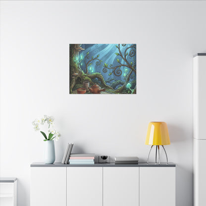 Spring Tea Ceremony Forest Whimsy Canvas Art | Cozy Decor