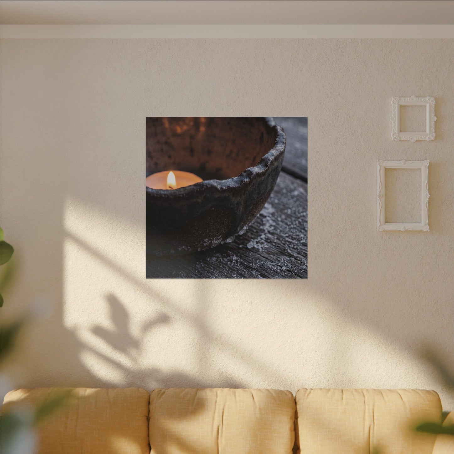 Atmospheric Ceramic Bowl Canvas Art - Moody Minimal Dark Japandi