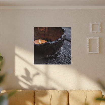 Atmospheric Ceramic Bowl Canvas Art - Moody Minimal Dark Japandi