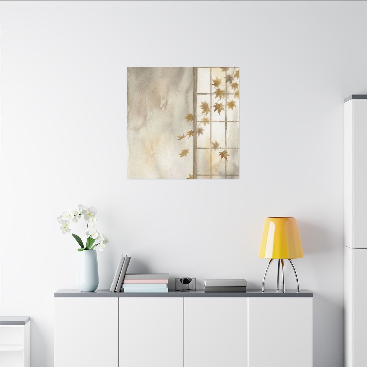 Warm Shoji Screen Canvas Art - Watercolor Japandi