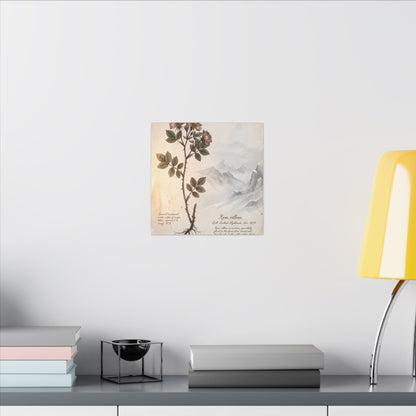 Winter Mountain Mist Herbarium Canvas Art | Earthy Decor