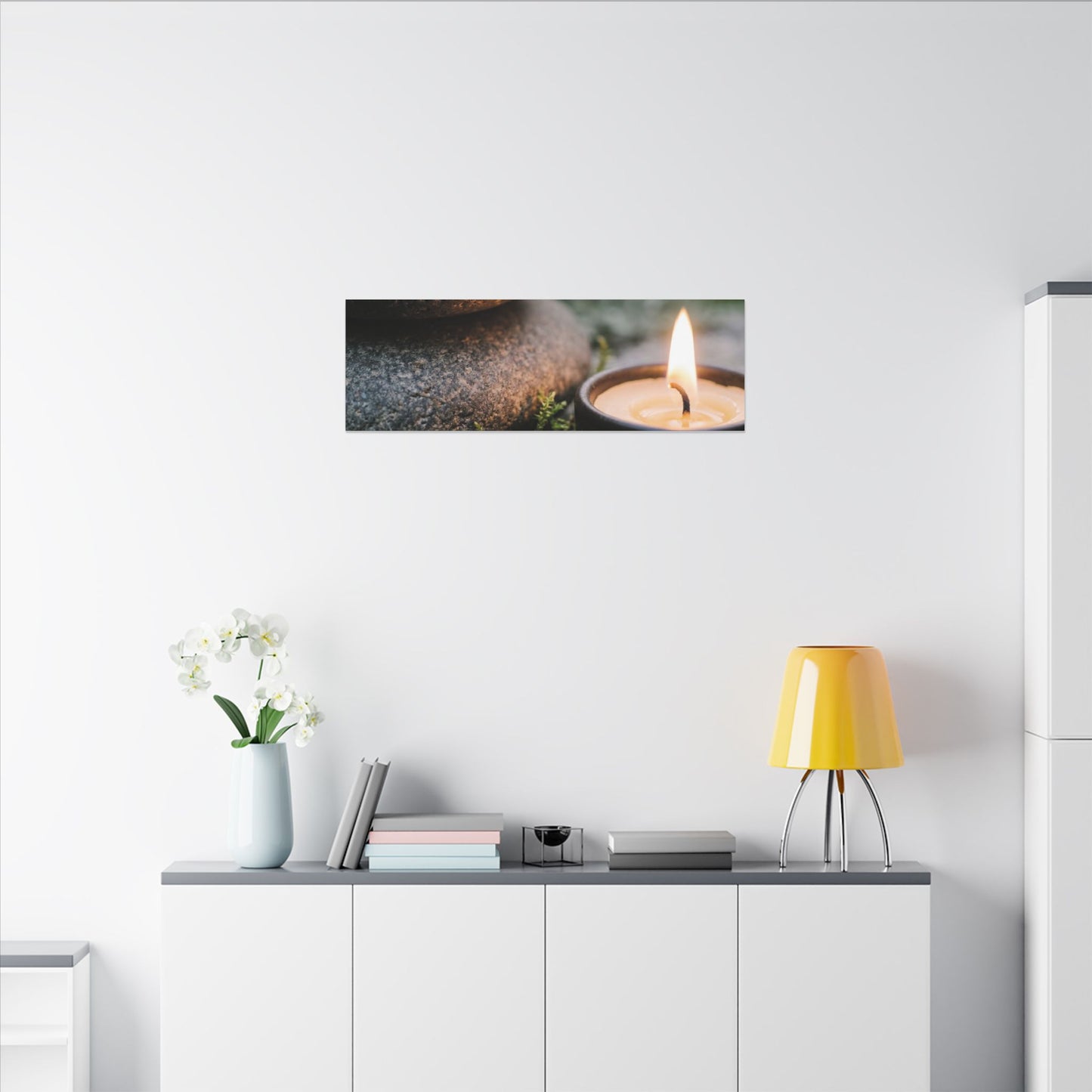 Warm River Stones Canvas Art - Japanese Pattern Japandi