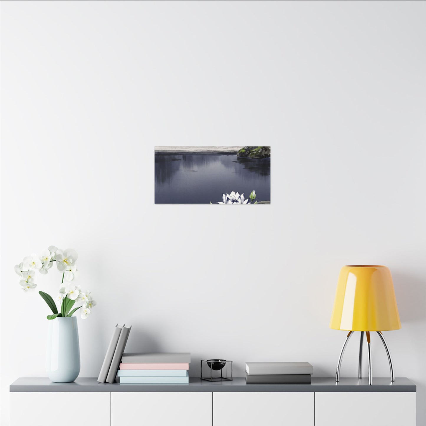 Lotus Flower Karesansui Canvas Art | Tranquil Zen Art