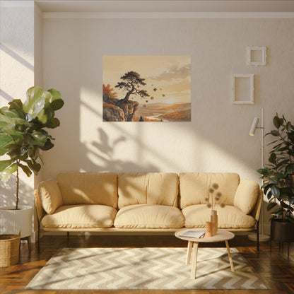 Pine Tree Autumn Canvas Art | Japandi Warm Design