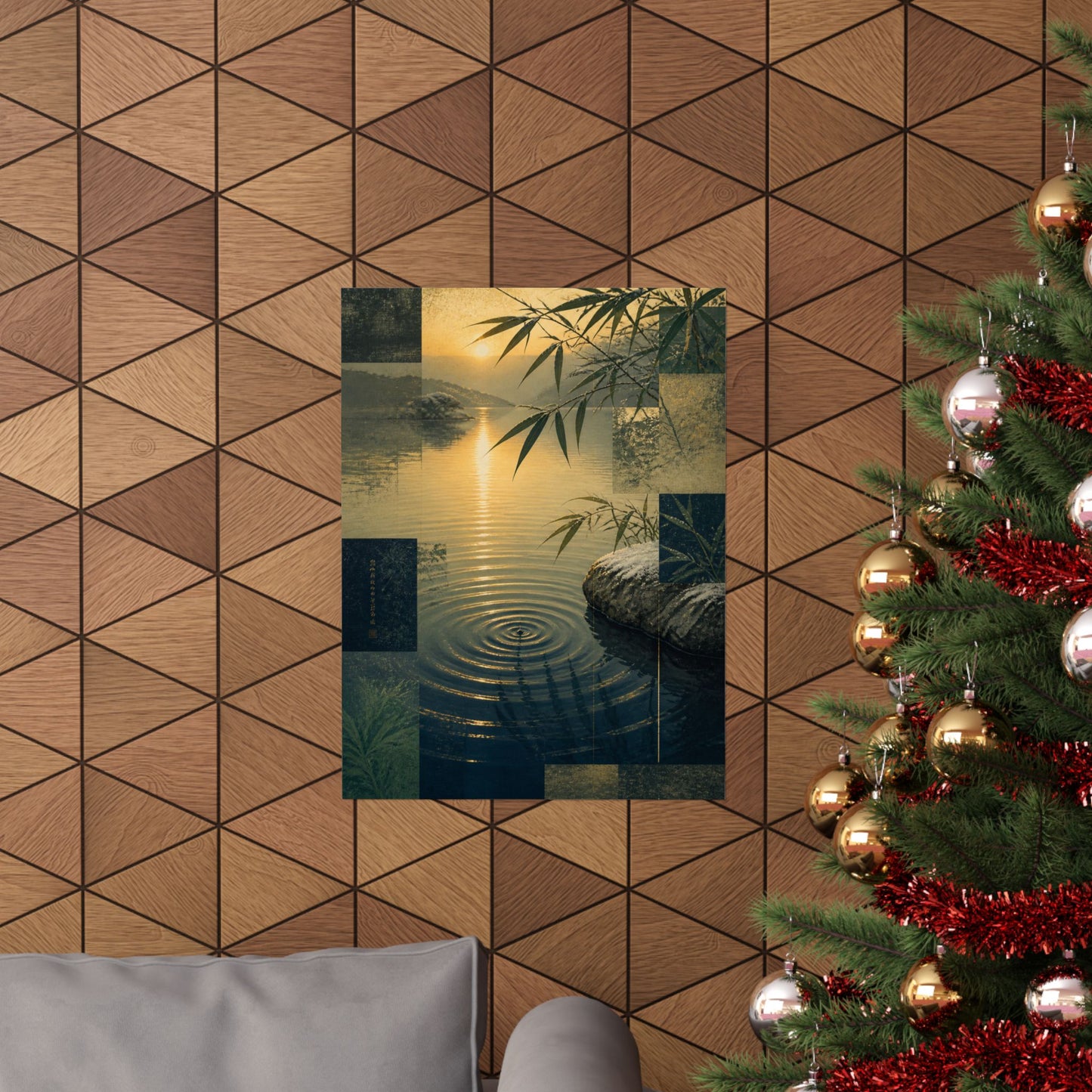 Winter Water Ripple Ukiyo E Inspired Wall Art Print | Tranquil Decor