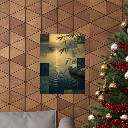 Winter Water Ripple Ukiyo E Inspired Wall Art Print | Tranquil Decor