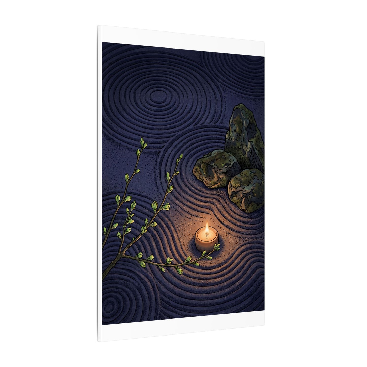 Mono No Aware Rock Garden Canvas Art - Zen Ukiyo E Inspired