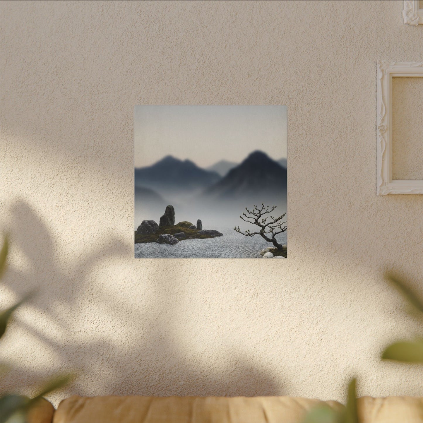 Mountain Mist Karesansui Canvas Art | Contemplative Zen Art