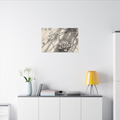 Winter Lotus Flower Sumi E Canvas Art | Contemplative Decor
