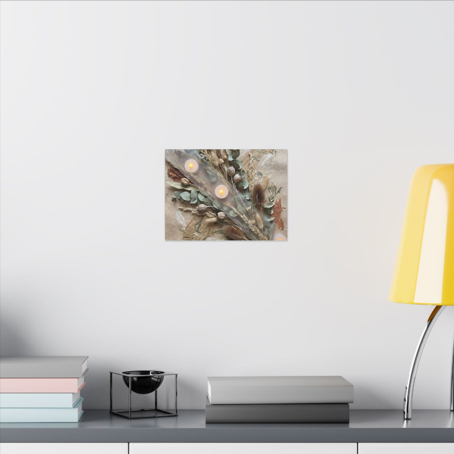 Candlelight Dried Flowers Canvas Art - Japandi Kanso