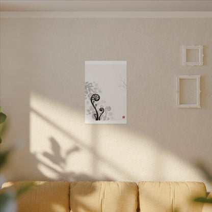 Winter Fern Unfurling Ukiyo E Inspired Canvas Art | Peaceful Decor