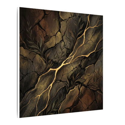 Cracked Earth Charcoal Ink Canvas Art | Bold Dark Japandi Art