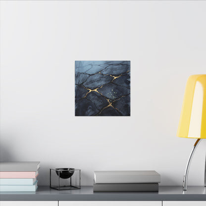 Mono No Aware Cracked Earth Canvas Art - Dark Japandi Charcoal Ink