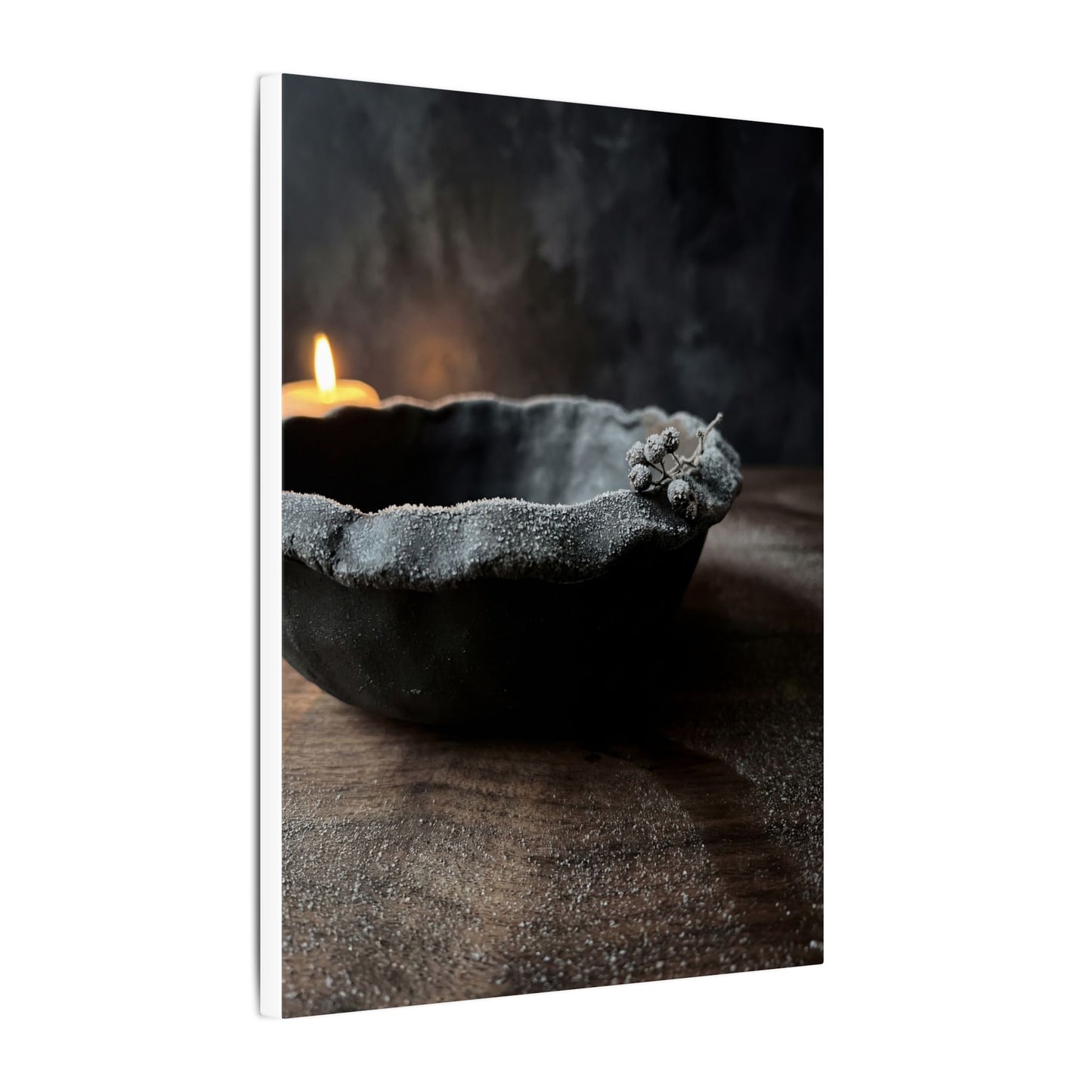 Ceramic Bowl Canvas Art | Winter Dark Japandi Shadow Zen Art