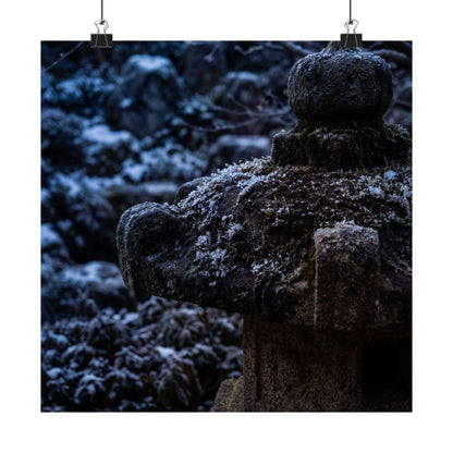 Winter Stone Lantern Shadow Zen Wall Art Print | Atmospheric Decor Art Print