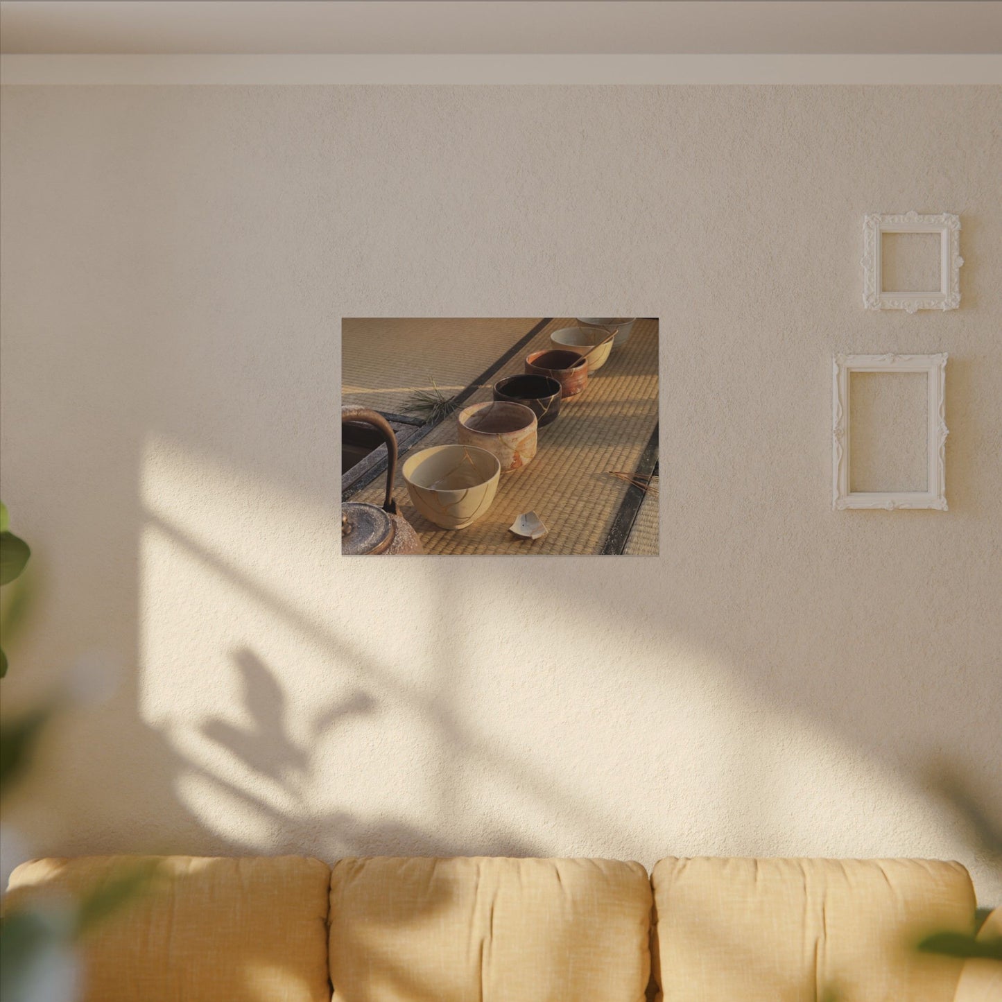 Kintsugi Tea Ceremony in Golden Hour | Gold Repair Canvas Art