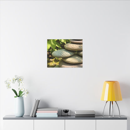 River Stones Summer Canvas Art | Japandi Earthy Design Art Print