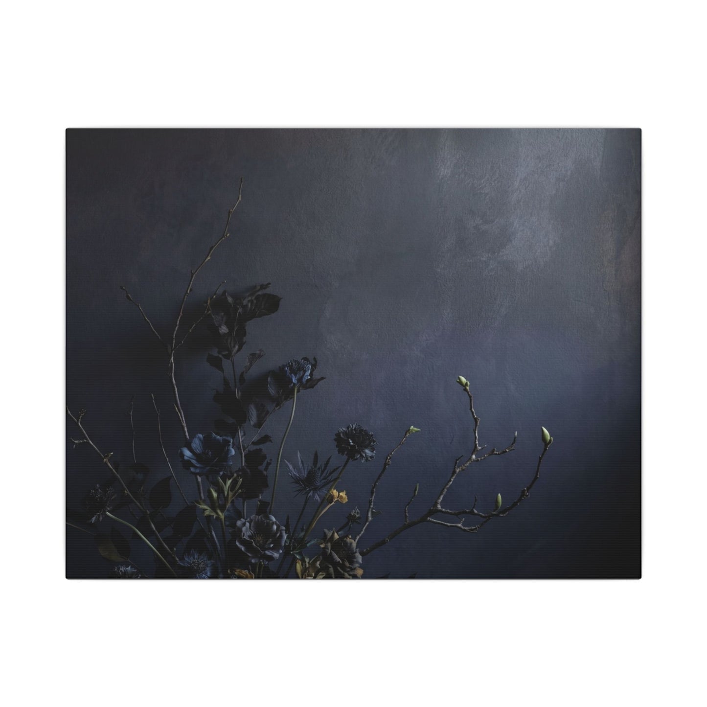 Dried Flowers Spring Canvas Art | Dark Japandi Moody Design Art Print