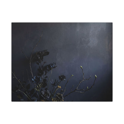 Dried Flowers Spring Canvas Art | Dark Japandi Moody Design Art Print