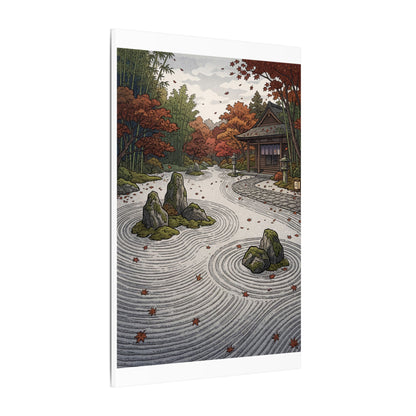 Autumn Rock Garden Ukiyo E Inspired Canvas Art | Peaceful Decor