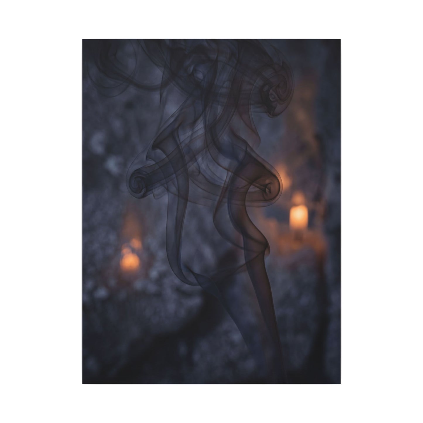 Incense Smoke Winter Canvas Art | Dark Japandi Sophisticated Design