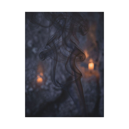 Incense Smoke Winter Canvas Art | Dark Japandi Sophisticated Design