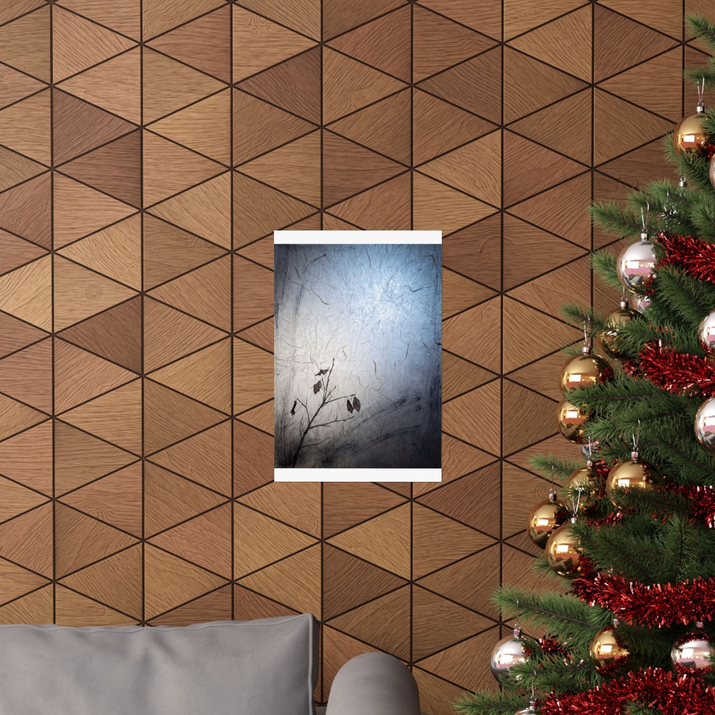 Japandi Shoji Screen in Moonlight | Texture Wall Art Print
