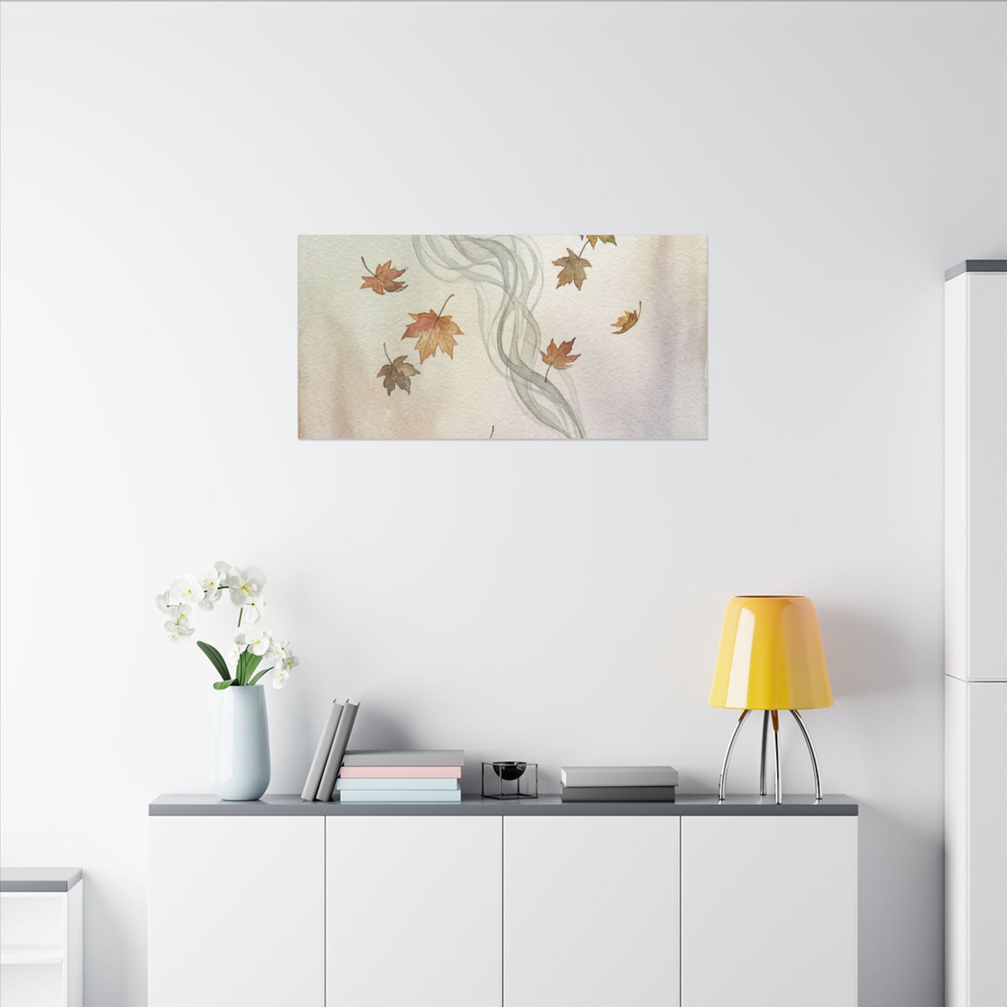 Incense Smoke Canvas Art | Autumn Japandi Watercolor Art