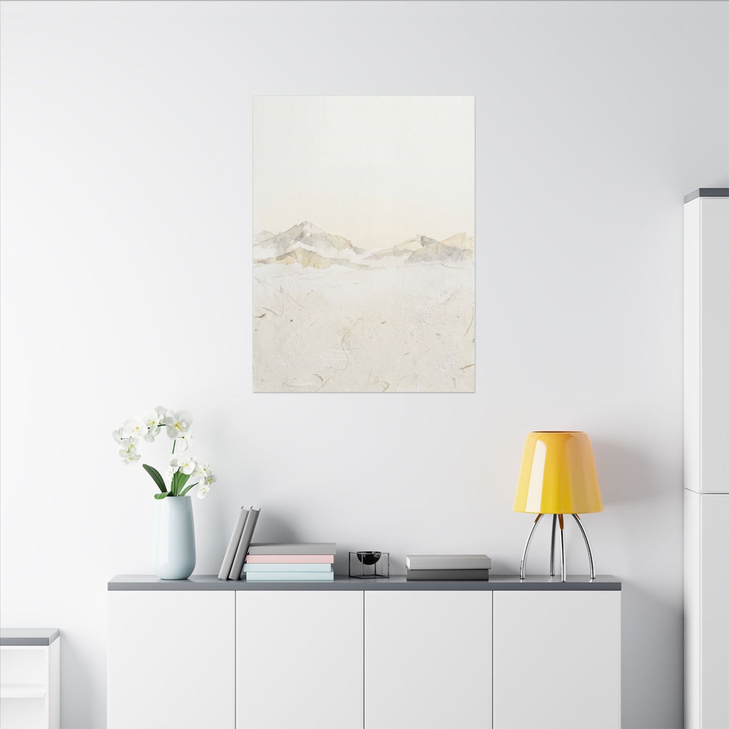 Mountain Mist Winter Canvas Art | Japandi Warm Design