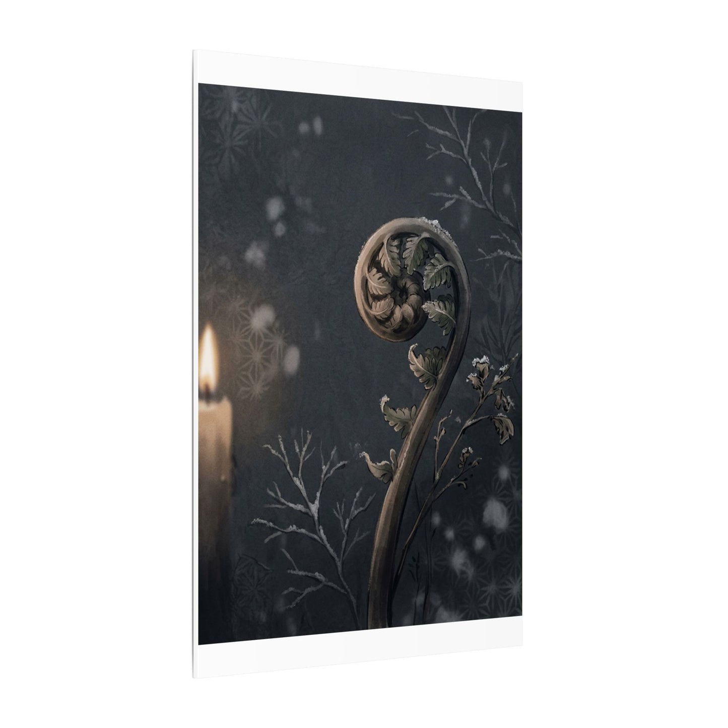 Candlelight Fern Unfurling Canvas Art - Japandi Ma
