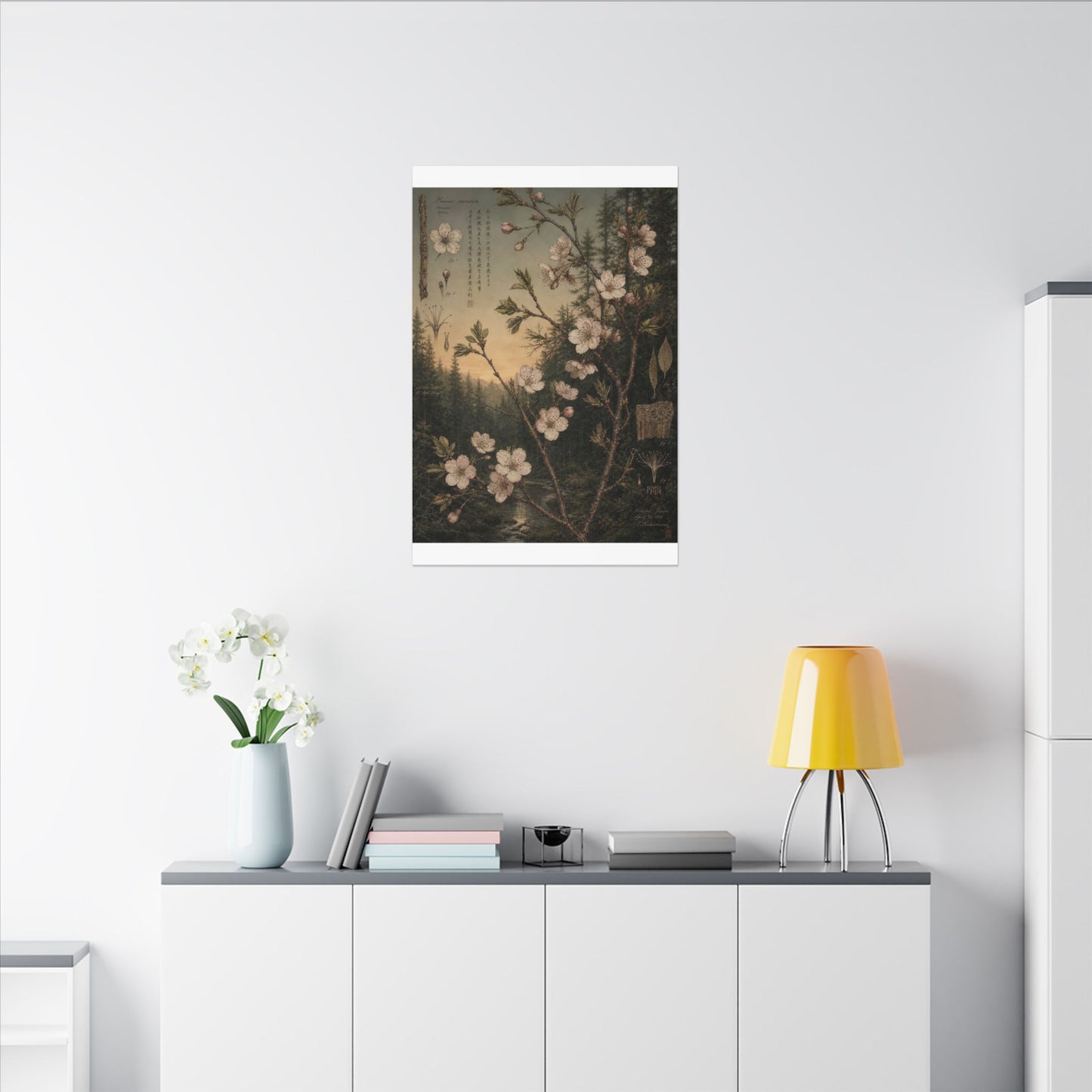 Spring Cherry Blossom Herbarium Canvas Art | Nostalgic Decor