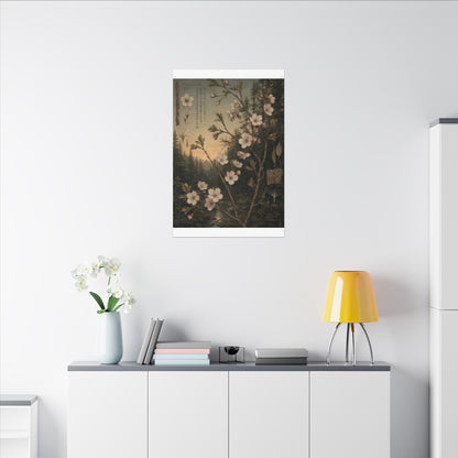 Spring Cherry Blossom Herbarium Canvas Art | Nostalgic Decor