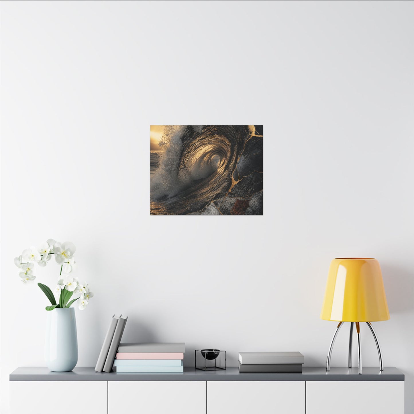 Kanso Ocean Wave Canvas Art - Kintsugi Gold Vein