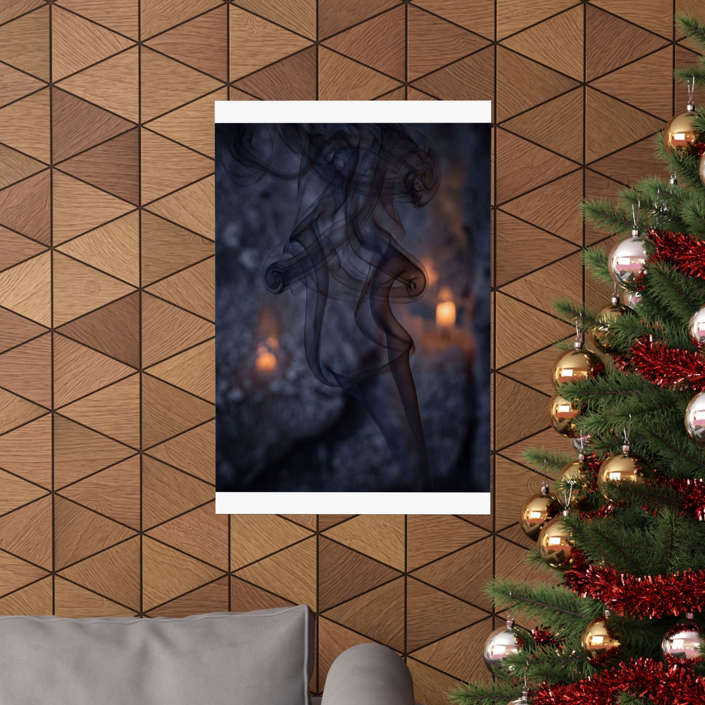 Bold Incense Smoke Wall Art Print - Shadow Zen Dark Japandi