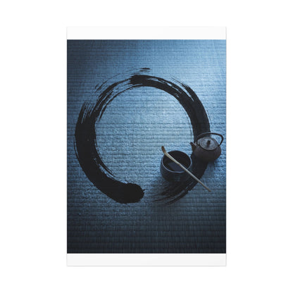 Winter Tea Ceremony Enso Canvas Art | Peaceful Decor