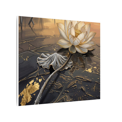 Kintsugi Lotus Flower in Golden Hour | Gold Vein Canvas Art