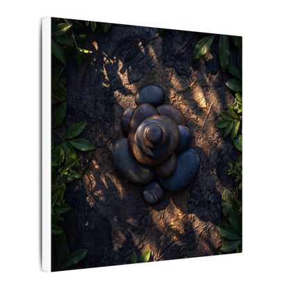 Ma River Stones Canvas Art - Dark Japandi Dark Texture