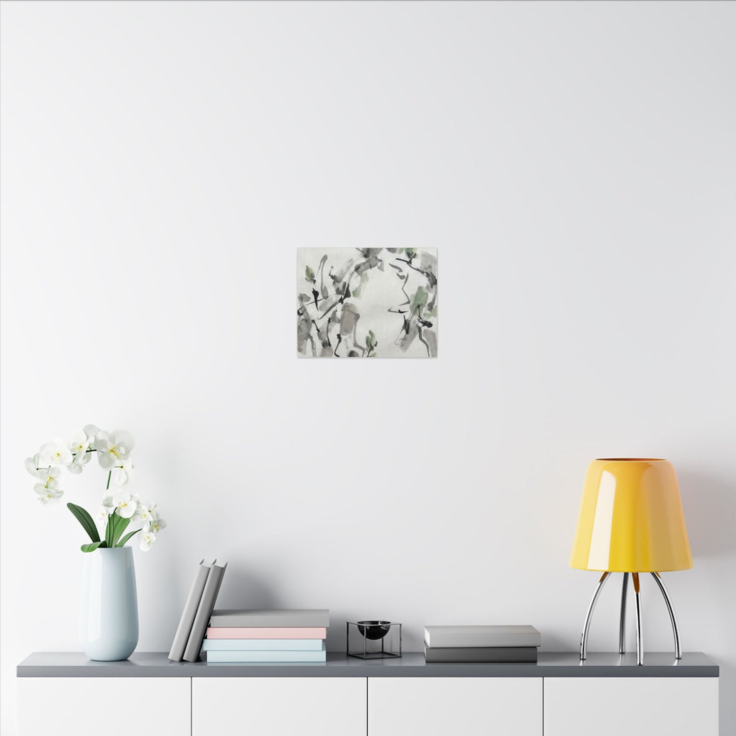Zen Ink Brushstroke in Overcast | Sumi E Canvas Art