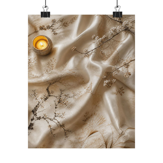 Warm Silk Drape Wall Art Print - Japanese Pattern Japandi