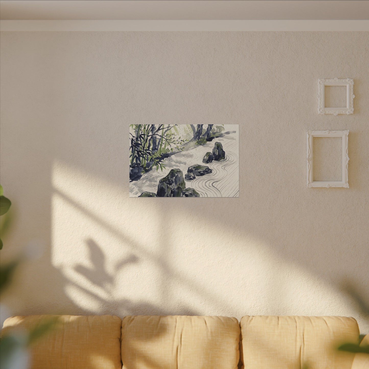 Dappled Rock Garden Canvas Art - Zen Mono No Aware