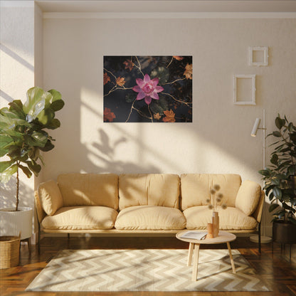 Ma Lotus Flower Canvas Art - Kintsugi Gold Vein