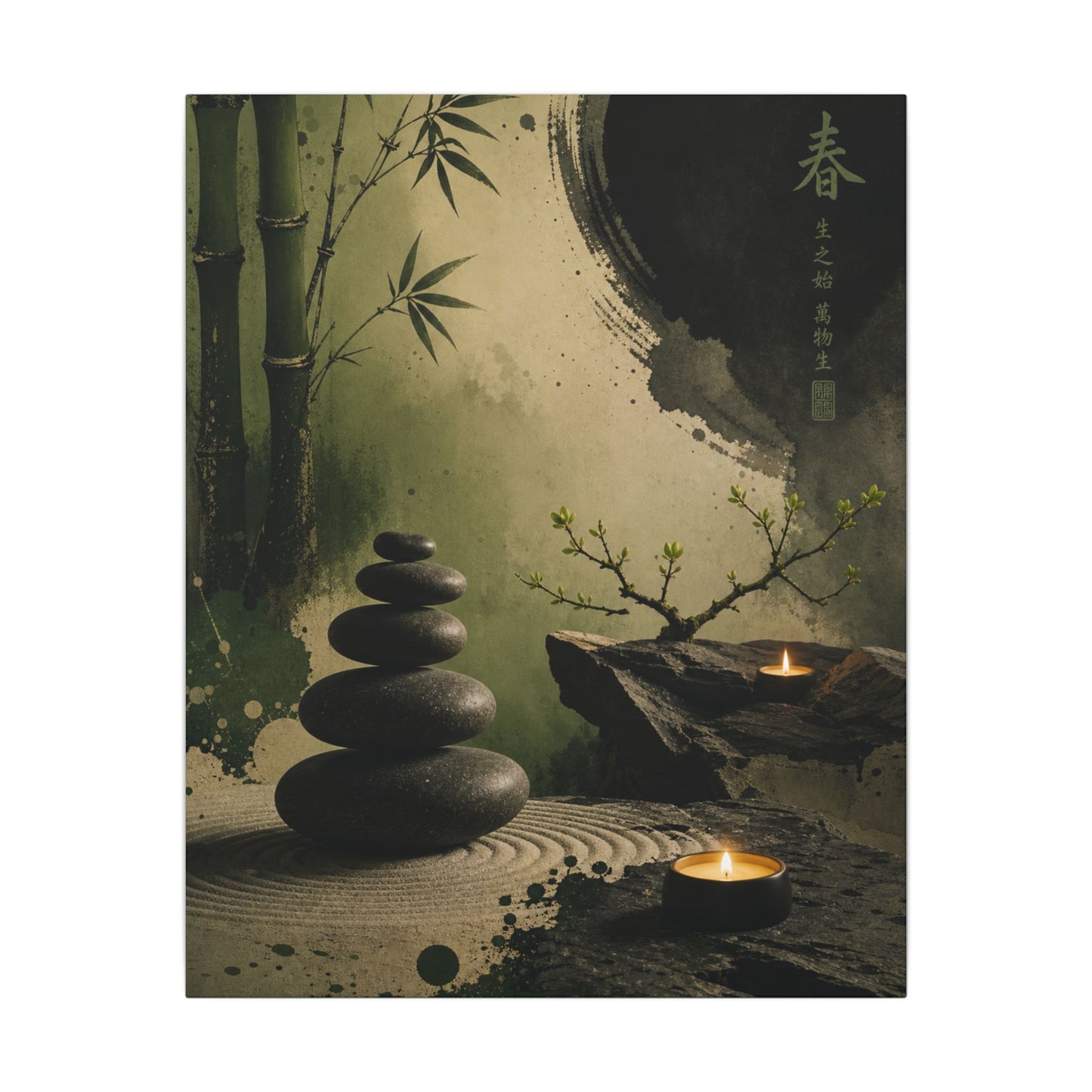 River Stones Spring Canvas Art | Zen Contemplative Design