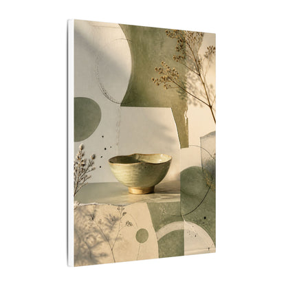 Warm Ceramic Bowl Canvas Art - Minimal Line Japandi