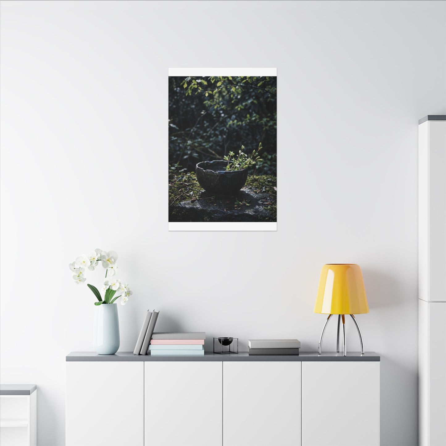 Dappled Ceramic Bowl Canvas Art - Dark Japandi Datsuzoku