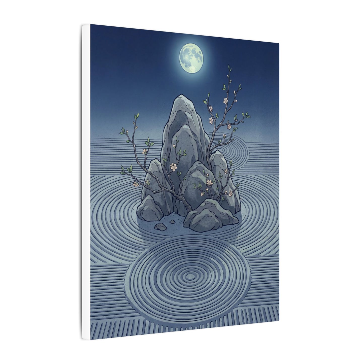 Spring Rock Garden Ukiyo E Inspired Canvas Art | Tranquil Decor