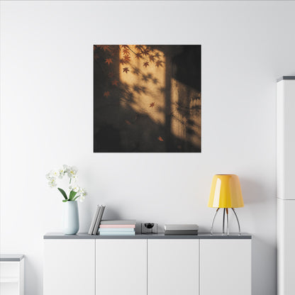 Shadow Play Canvas Art | Autumn Dark Japandi Charcoal Ink Art