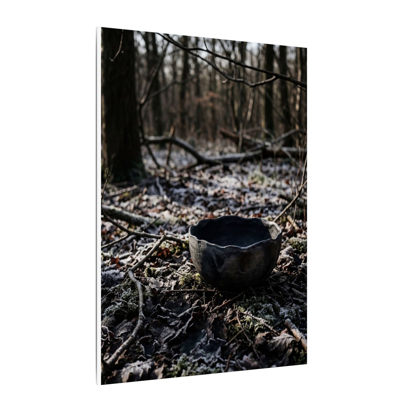 Dappled Ceramic Bowl Canvas Art - Dark Japandi Kanso