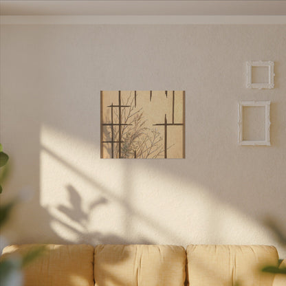 Shoji Screen Canvas Art | Winter Japandi Minimal Line Art